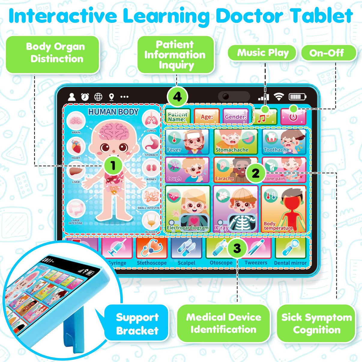Doctor Kit For Toddlers Interactive Tablet With Stethoscope-Toys Galore