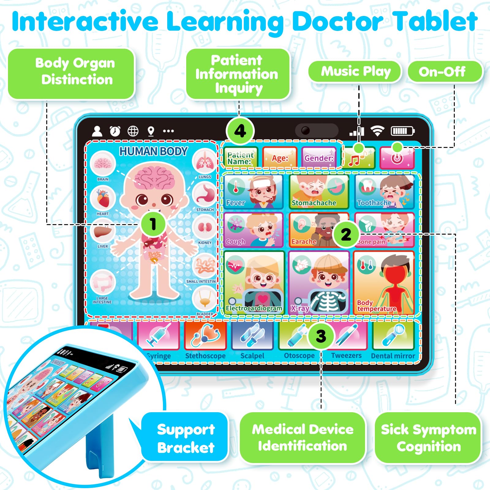 Doctor Kit For Toddlers Interactive Tablet With Stethoscope-Toys Galore