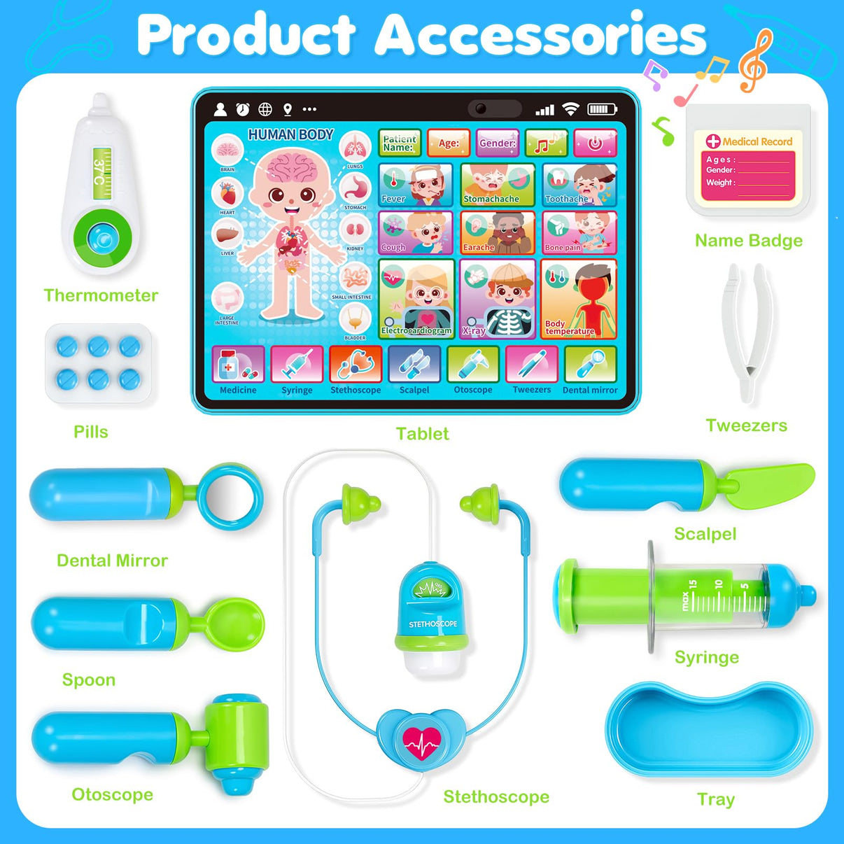 Doctor Kit For Toddlers Interactive Tablet With Stethoscope-Toys Galore
