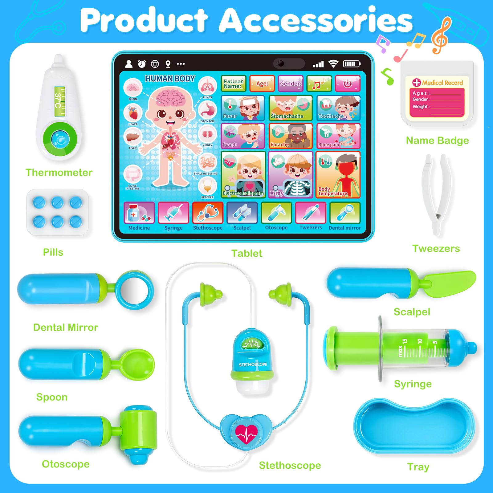 Doctor Kit For Toddlers Interactive Tablet With Stethoscope-Toys Galore