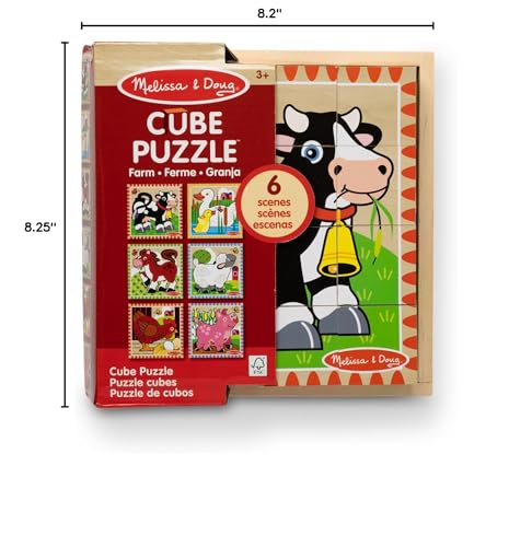 Farm Wooden Cube Puzzle 6-in-1 for Toddlers-Toys Galore