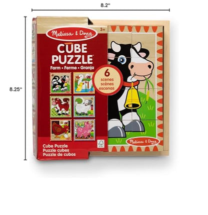 Farm Wooden Cube Puzzle 6-in-1 for Toddlers-Toys Galore