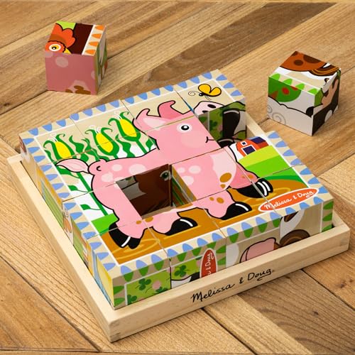 Farm Wooden Cube Puzzle 6-in-1 for Toddlers-Toys Galore