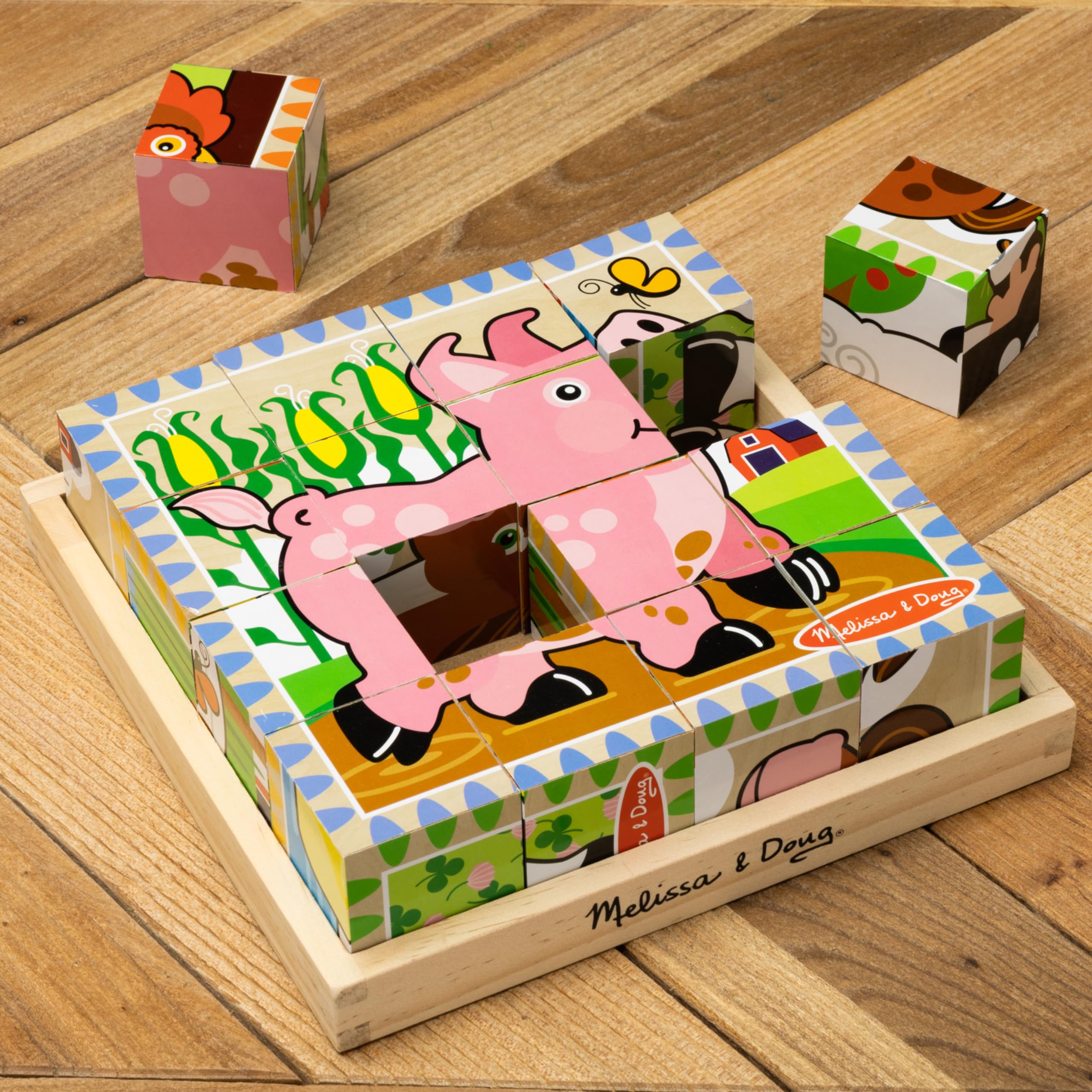 Farm Wooden Cube Puzzle 6-in-1 for Toddlers-Toys Galore