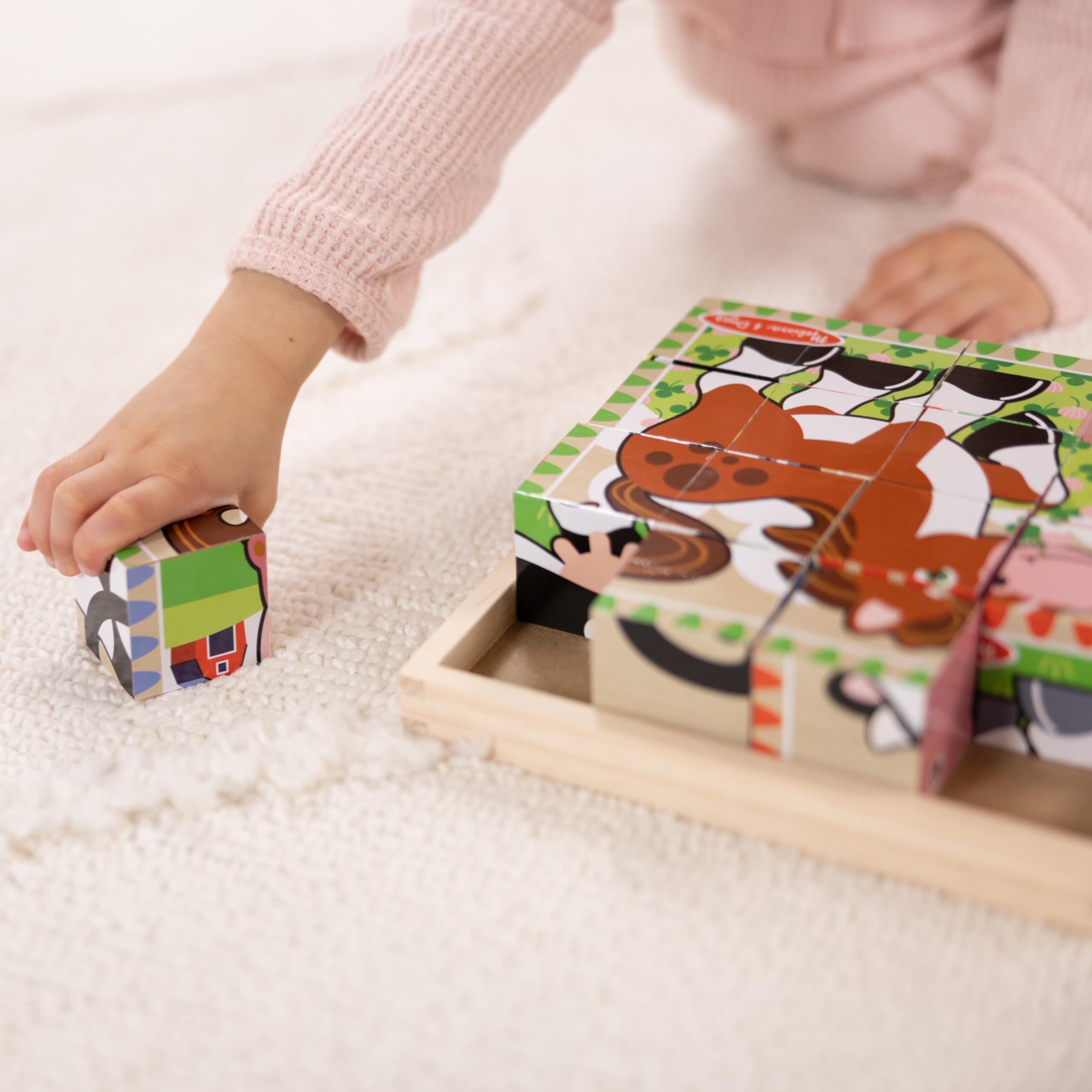 Farm Wooden Cube Puzzle 6-in-1 for Toddlers-Toys Galore