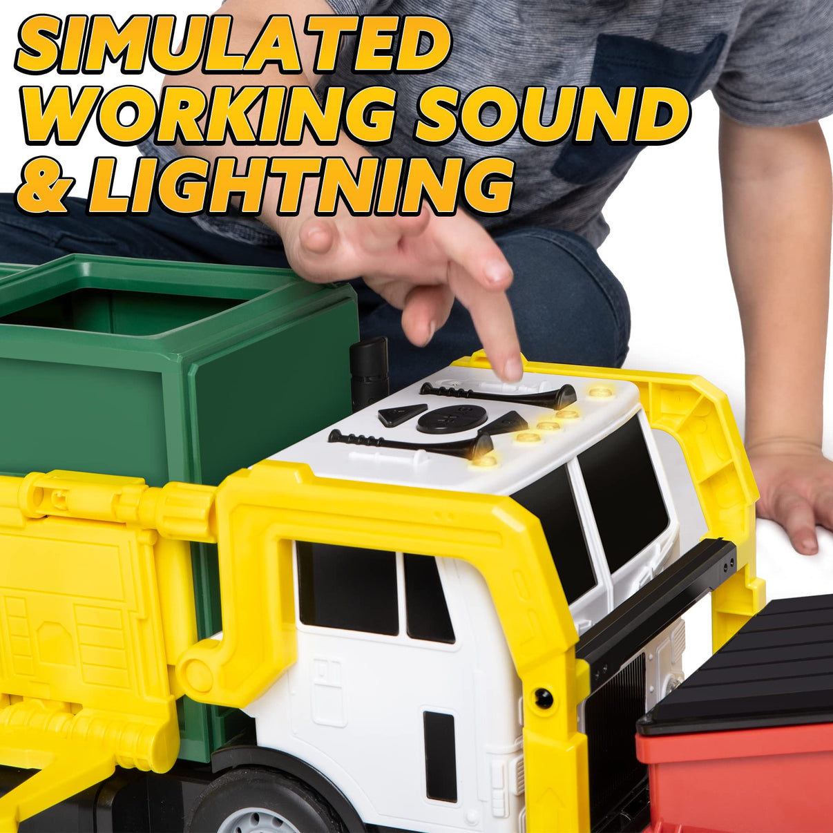 Friction Powered Garbage Truck Toy For Kids With Bins-Toys Galore