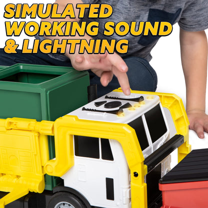 Friction Powered Garbage Truck Toy For Kids With Bins-Toys Galore