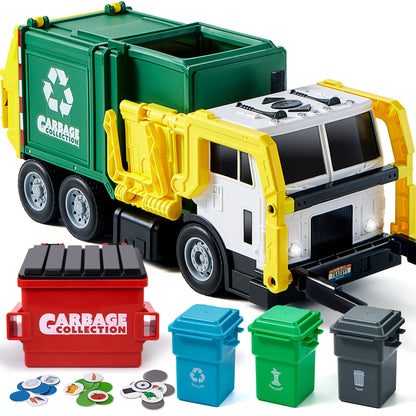 Friction Powered Garbage Truck Toy For Kids With Bins-Toys Galore