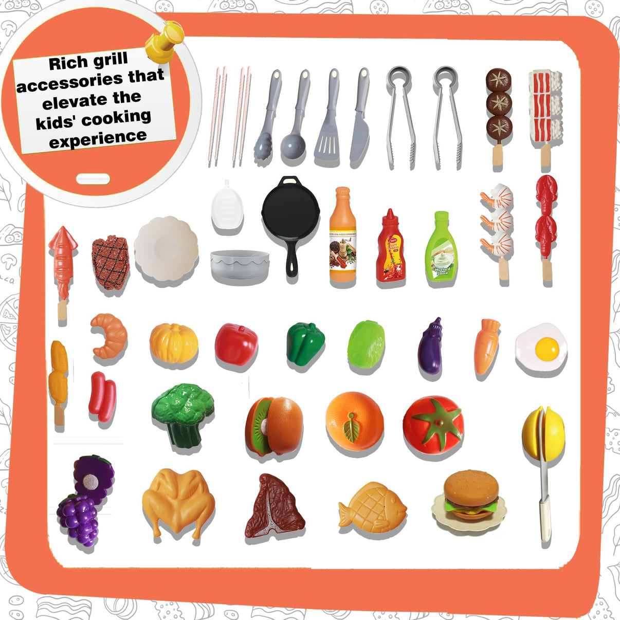 Kids Interactive BBQ Grill Playset Realistic Smoke-Toys Galore