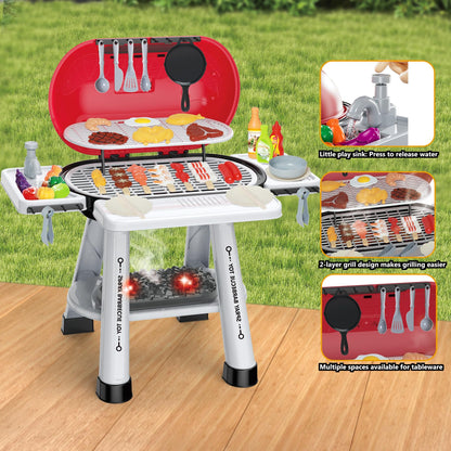 Kids Interactive BBQ Grill Playset Realistic Smoke-Toys Galore