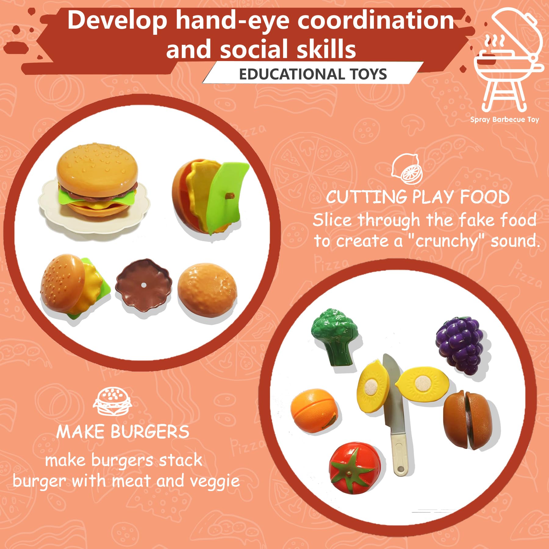 Kids Interactive BBQ Grill Playset Realistic Smoke-Toys Galore