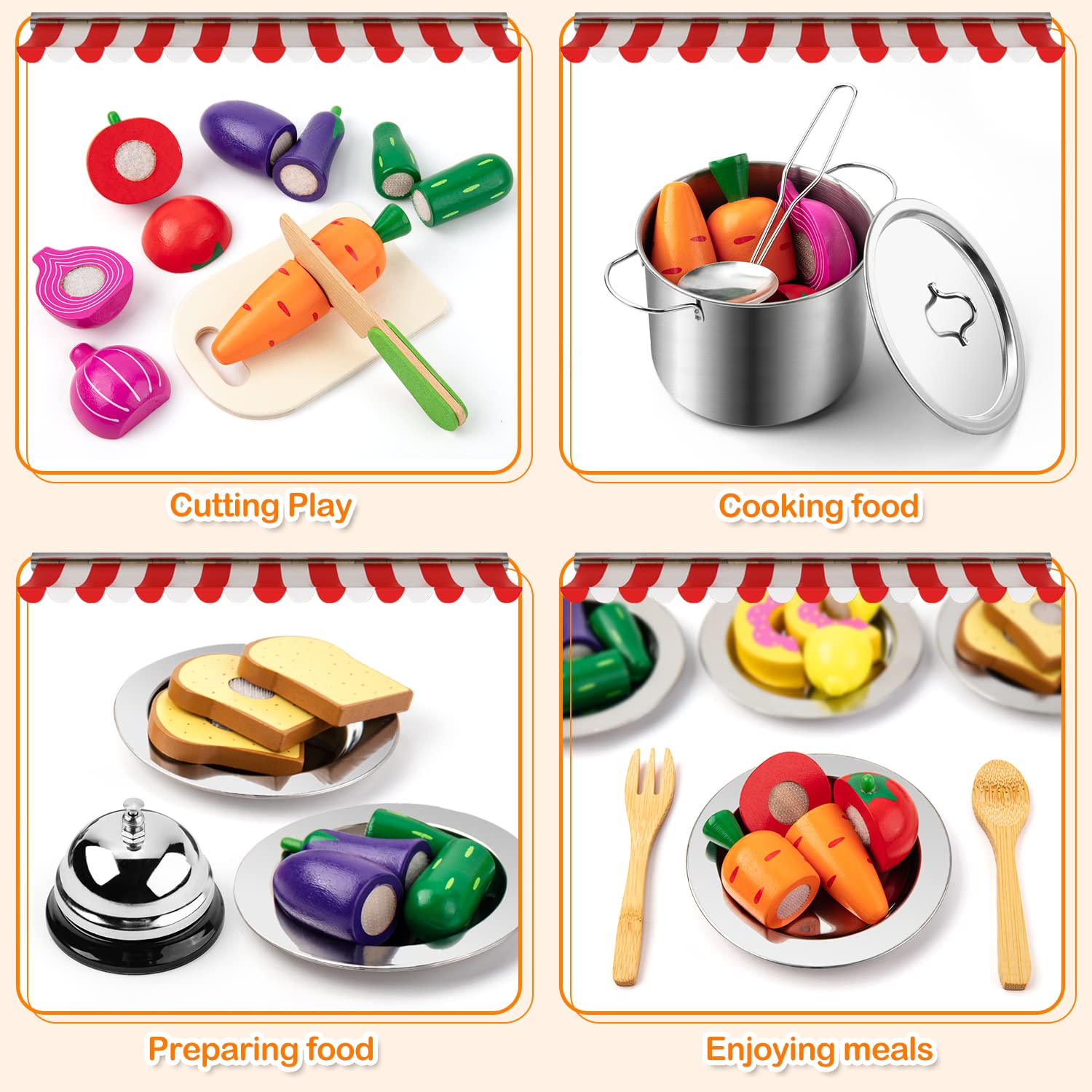 Kids Premium Pretend Play Kitchen Set Stainless Pots-Toys Galore