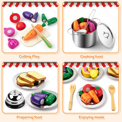 Kids Premium Pretend Play Kitchen Set Stainless Pots-Toys Galore