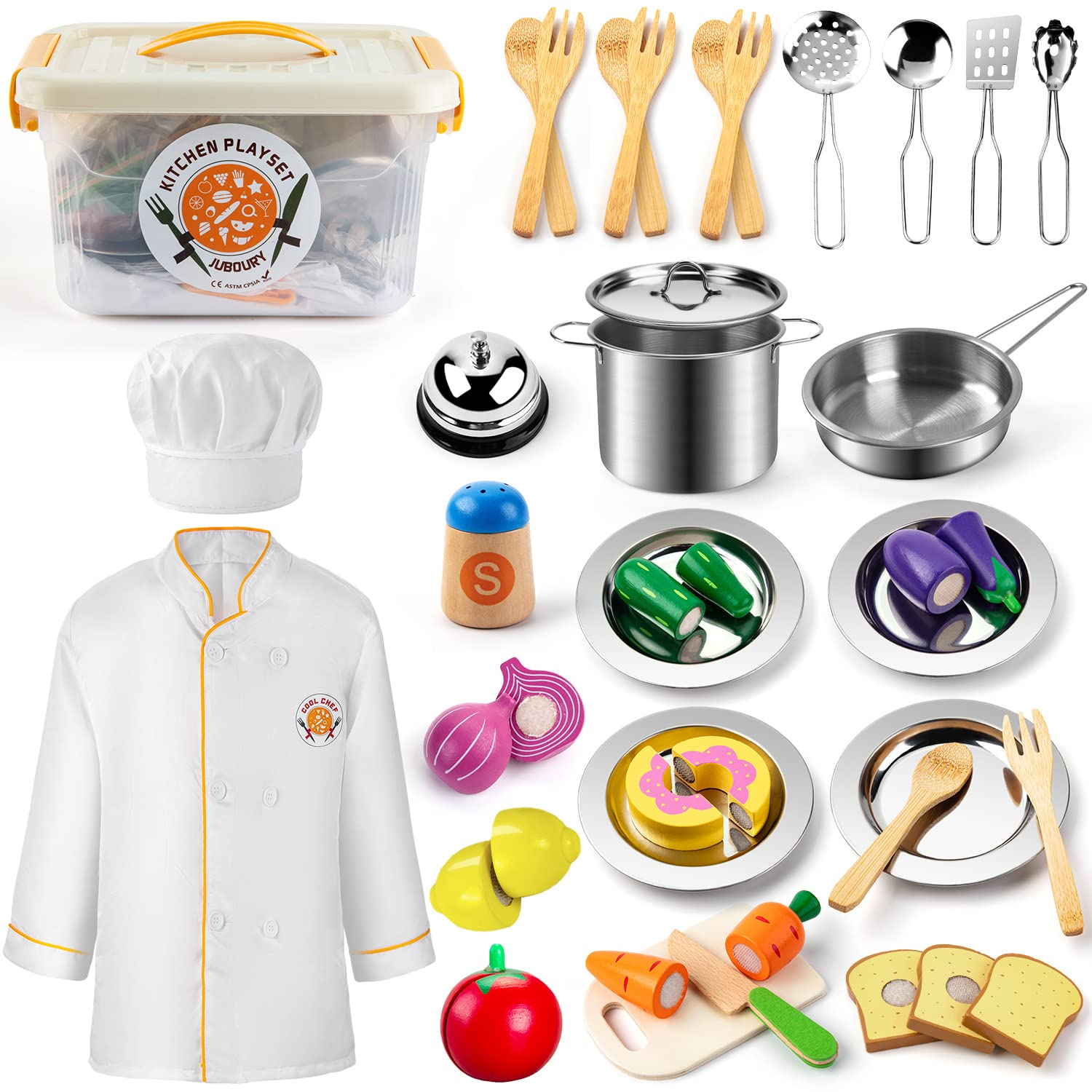 Kids Premium Pretend Play Kitchen Set Stainless Pots-Toys Galore