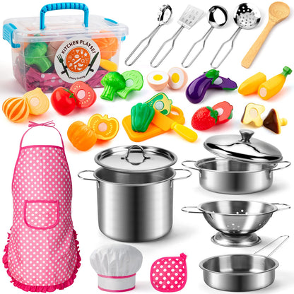 Toddler Kitchen Set 26Pcs Safe Pretend Cookware-Toys Galore